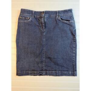 Jones New York Womens Size 8 Stretch Denim Skirt Blue Jean Knee Length Casual
